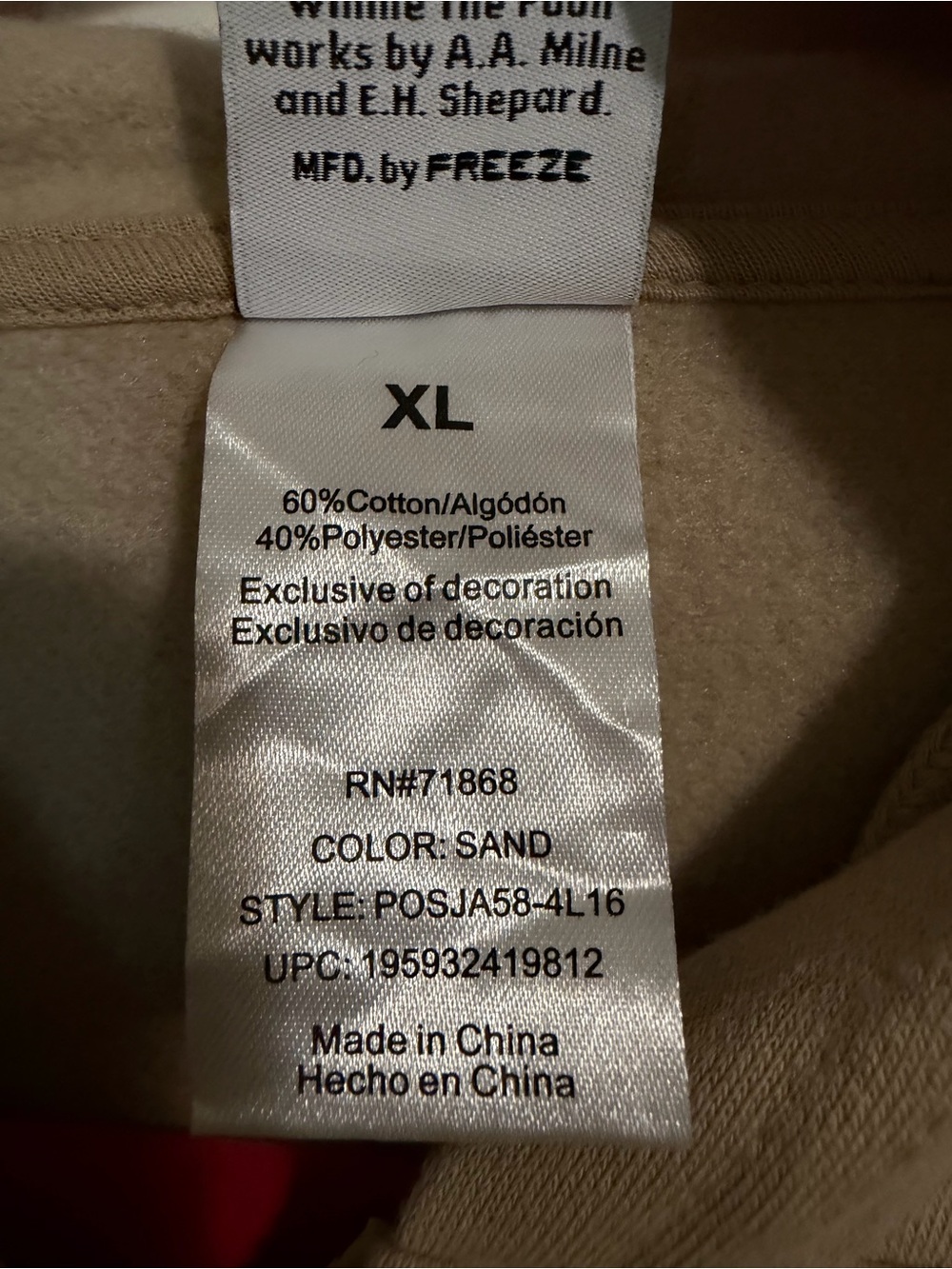 Winnie the Pooh Beige Zip-Up Hoodie Jacket - Picture 5 of 5